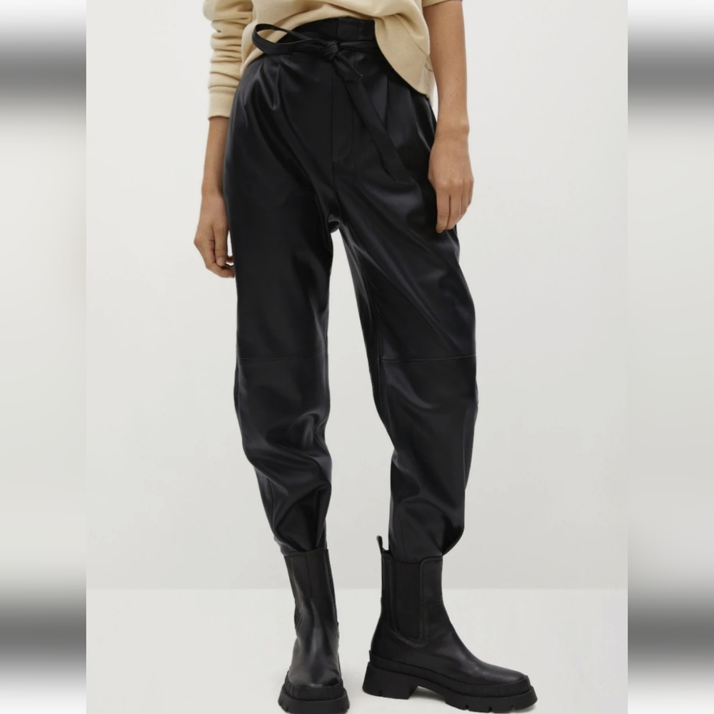 mango faux leather pant